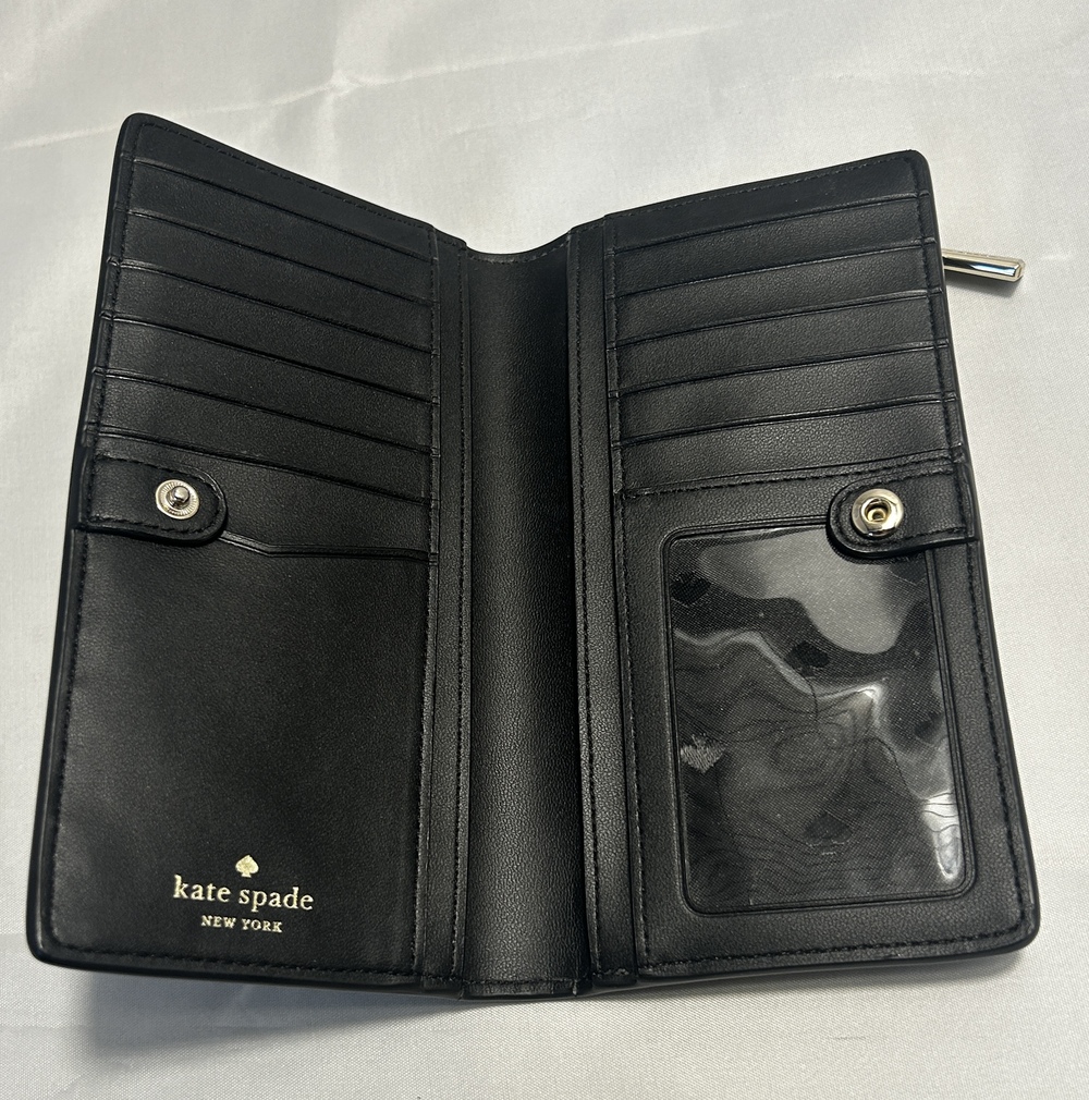 Kate Spade New York ID, Card and Bill Holder Wallet, Black Saffiano Leather - Picture 2 of 8
